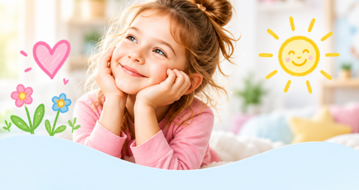 Verträumtes Mädchen im Pastellzimmer Angebote für Kinder und Familien im Kindervitalzentrum Wien